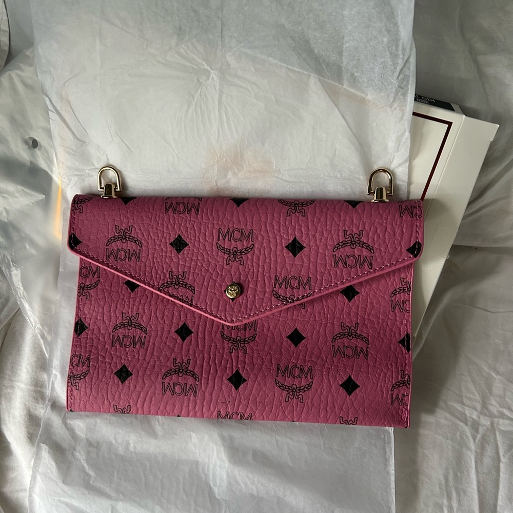 Pink and Gold MCM Chain Clutch